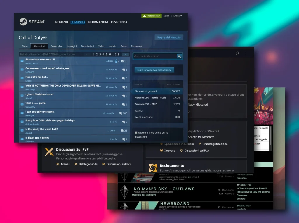 Le community videoludiche si estendono anche a forum e sezioni commenti