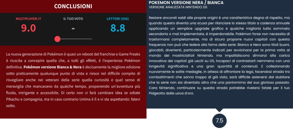 Recensioni all'uscita di Pokémon Nero e Bianco